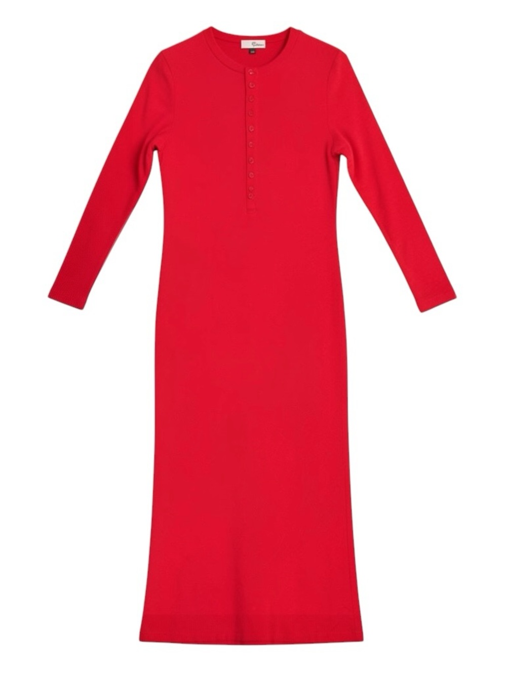 Daily Practice Red Long Sleeve Henley Maxi Dress Size Medium